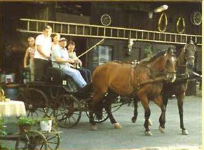 库姆巴赫施瓦兹霍夫兰德酒店的一群骑着马车的人