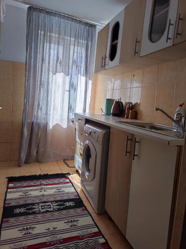 福克沙尼La Adelina的厨房配有洗衣机和窗户。