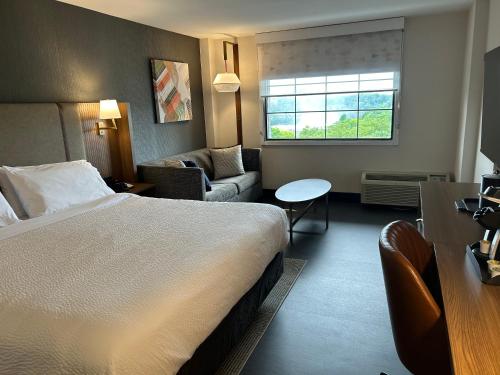 尼亚加拉瀑布Holiday Inn Niagara Falls-Scenic Downtown, an IHG Hotel的酒店客房设有床和客厅。