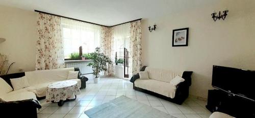 拉布卡Villa Cassia的客厅配有两张沙发和一台电视机