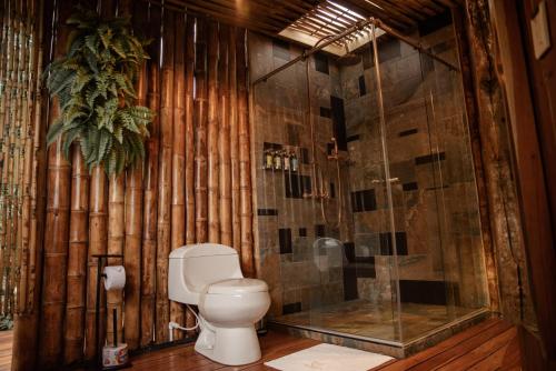 马尼萨莱斯Atardeceres del Cafe的一间带卫生间和淋浴的浴室