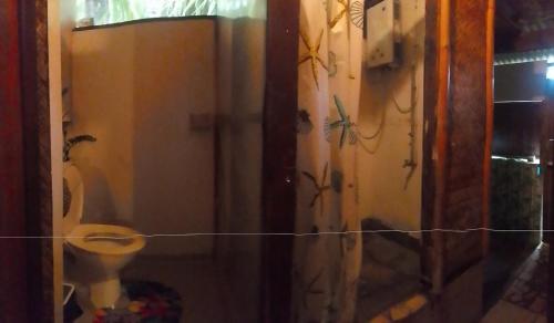 PareaFARE Tatahi的浴室设有卫生间,浴室内装有昆虫窗帘