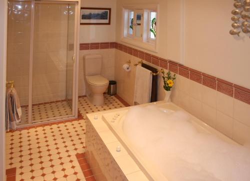 汉道夫奥茨度假屋的带浴缸和卫生间的浴室。