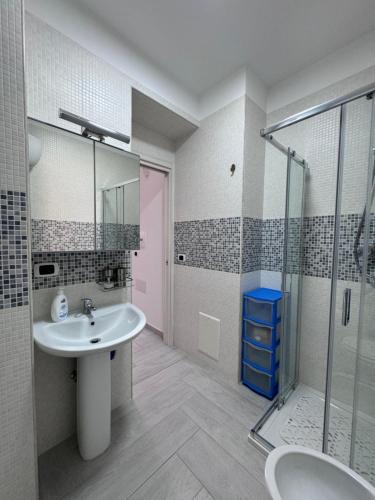 帕利努罗La casetta Mare的一间带水槽和淋浴的浴室