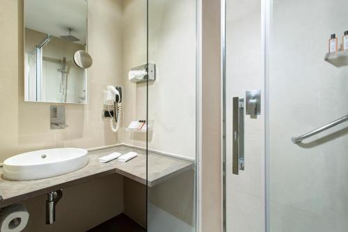 罗马贝斯特韦斯特皇家圣缇纳大酒店的一间带水槽和淋浴的浴室