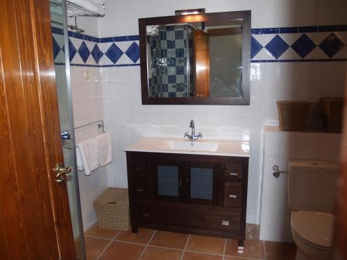 TierzoCasa Rural El Cuartel的一间带水槽、卫生间和镜子的浴室