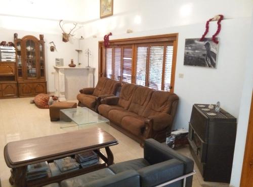 亚实基伦Castel Ashkelon的带沙发和电视的客厅