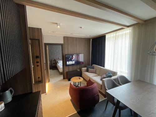 科帕奥尼克Woodside Apartment的带沙发和电视的客厅
