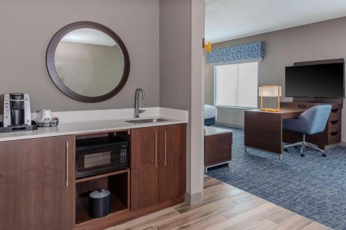 斯德伯克Hampton Inn & Suites Cedar Park North Austin, Tx的酒店客房设有水槽和镜子