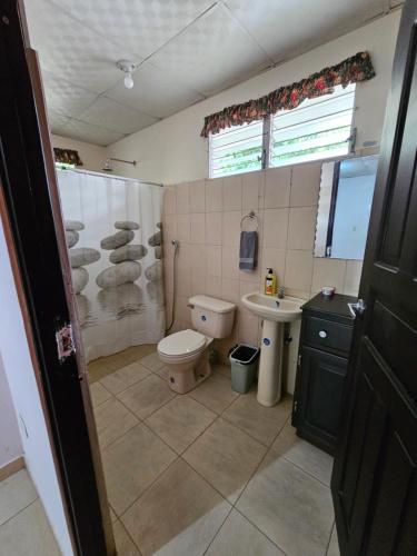 拉斯塔布拉斯Cuartos independientes con baño privado - Casa La Dolce Vita Las Tablas的一间带卫生间和水槽的浴室