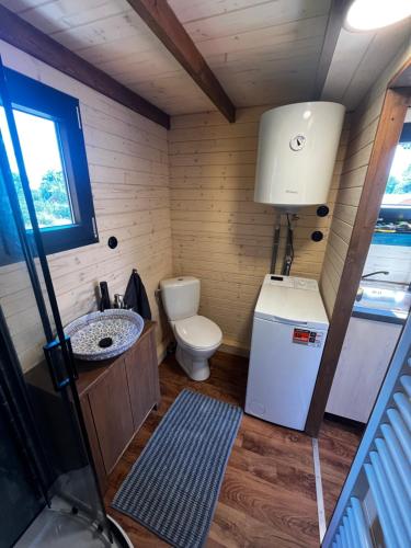 KocléřovTinyhouse u Nosála的一间带卫生间和水槽的小浴室