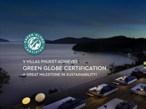 攀瓦海滩V Villas Phuket, MGallery的水边绿色剪贴画餐厅的标志