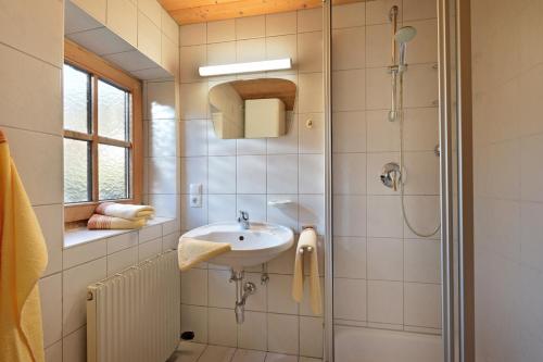 奇勒谷地哈特Haus Sonnenschein的一间带水槽和淋浴的浴室