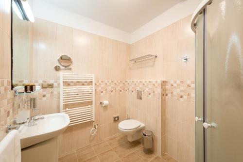 利帕河畔卡梅尼采约翰卡度假酒店的浴室配有卫生间、盥洗盆和淋浴。