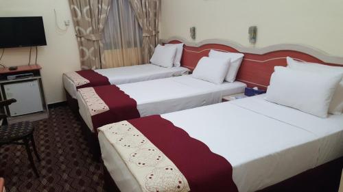迪拜阿尔阿拉酒店的酒店客房设有两张床和电视。