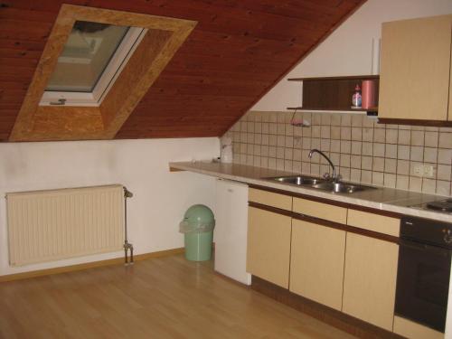 Waldthurn拜姆勒度假乡村民宿的厨房配有水槽和台面