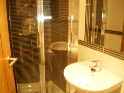 瓜达拉哈拉里卡波萨达旅馆的一间带水槽和淋浴的浴室