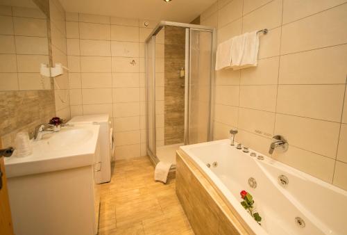 弗拉绍弗拉绍水晶石公寓的带浴缸和盥洗盆的浴室