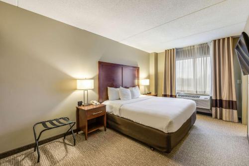 席勒公园Comfort Suites Chicago O'Hare Airport的酒店客房设有床和窗户。