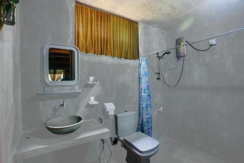 埃拉艾拉生态山间小屋的浴室配有卫生间、盥洗盆和淋浴。