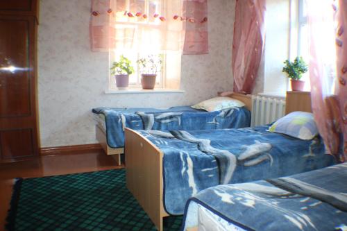 卡拉科尔Hostel Ilbirs的带四张床和窗户的客房