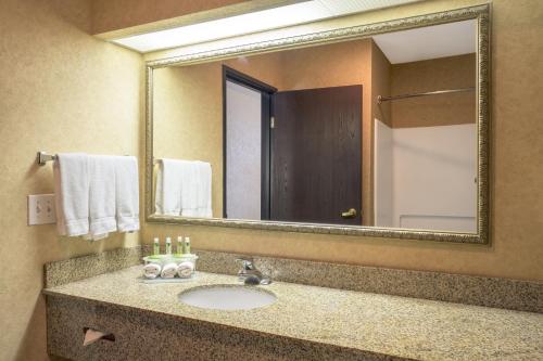 雷顿莱顿I-15快捷假日酒店的一间带水槽和大镜子的浴室