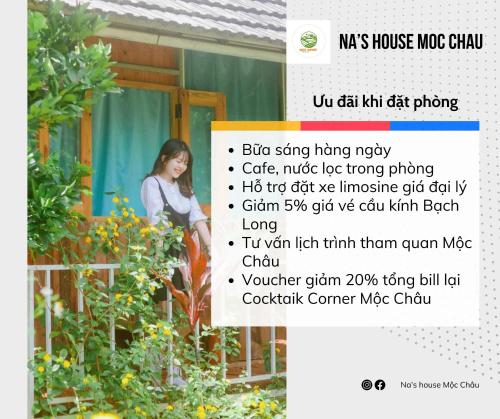 木州县Na's House Mộc Châu Homestay的窗外花园的女人