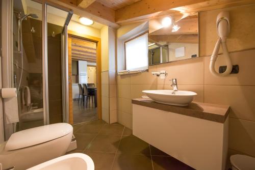 利维尼奥Casa Gallo的一间带卫生间和水槽的浴室