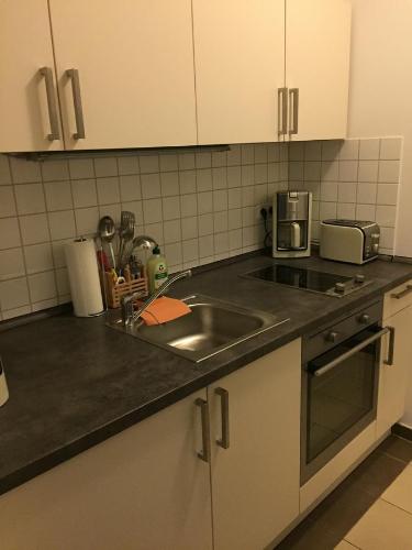 莱比锡FEWO莱比锡市公寓的厨房配有水槽和台面