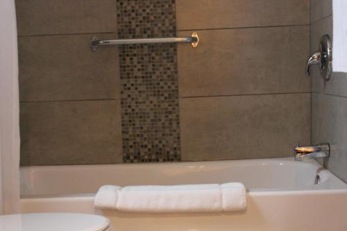 加纳诺克1000群岛帝国旅馆的带浴缸、卫生间和毛巾的浴室
