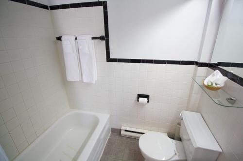 三河城Hôtel Marineau Mattawin的带浴缸、卫生间和盥洗盆的浴室