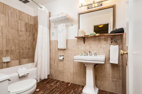 旧金山旧金山皮克威克酒店的一间带水槽、卫生间和镜子的浴室