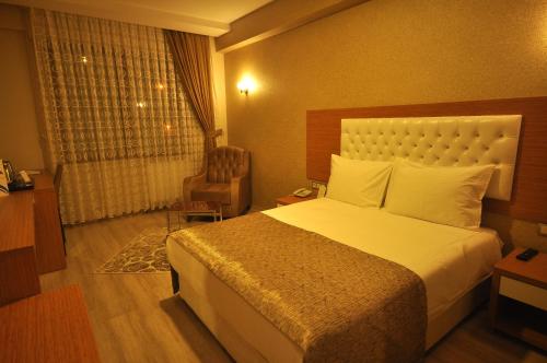 开塞利保柏酒店 的配有一张床和一把椅子的酒店客房