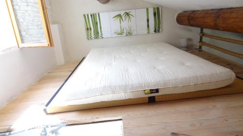 阿尔勒帕腾格乐思公寓（带露台和阁楼）的一张床垫,放在一个房间里地板上