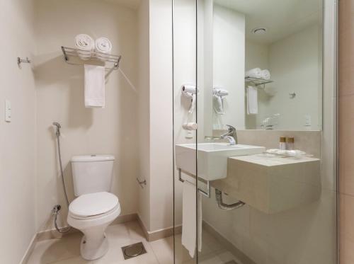 塞蒂拉瓜斯塞特拉瓜斯郁金香酒店的白色的浴室设有卫生间和水槽。