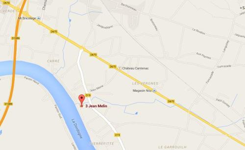 圣艾米隆Les ID de Saint Emilion的谷歌地图上标有红色标记
