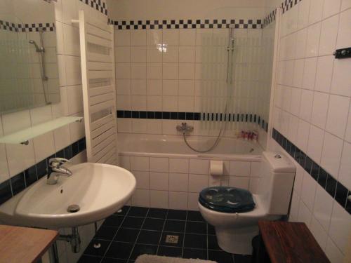 海牙Parra-dise的浴室配有盥洗盆、卫生间和浴缸。