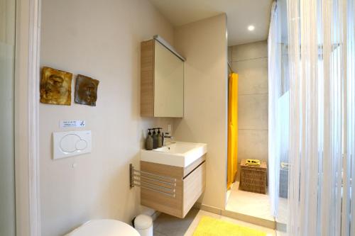 鲁瑟拉勒R住宿加早餐旅馆的一间带水槽、卫生间和镜子的浴室