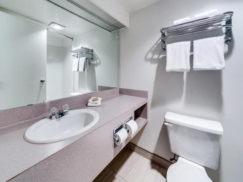 High River高河赫瑞泰格酒店及会议中心的一间带水槽、卫生间和镜子的浴室