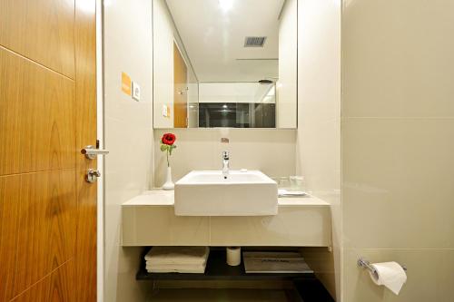 班贾尔马辛马辰树公园酒店的白色的浴室设有水槽和镜子