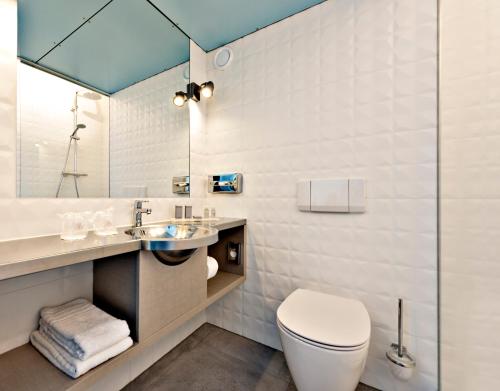 阿姆斯特丹韦斯特考得酒店的一间带卫生间和水槽的浴室