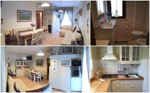 阿西西Il Girasole的厨房和客厅的两张照片