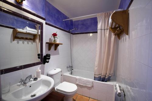 圣米良德拉科戈利亚拉波萨达德圣米仑酒店的浴室配有白色卫生间和盥洗盆。