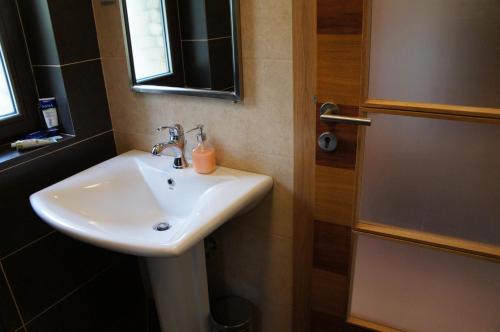 布达佩斯卡西米尔索非亚公寓的浴室设有白色水槽和镜子