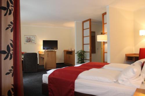 格拉斯布伦大使酒店的配有一张床和一台平面电视的酒店客房