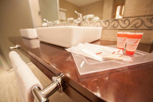 阿尔蒙德拉立窑阿科斯塔森特罗酒店的一间带水槽和台面的浴室