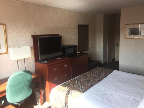皇后区埃尔维旅馆的酒店客房,配有床和电视