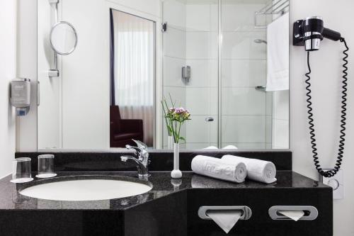 弗莱堡佛赖堡城际酒店的一间带水槽和镜子的浴室