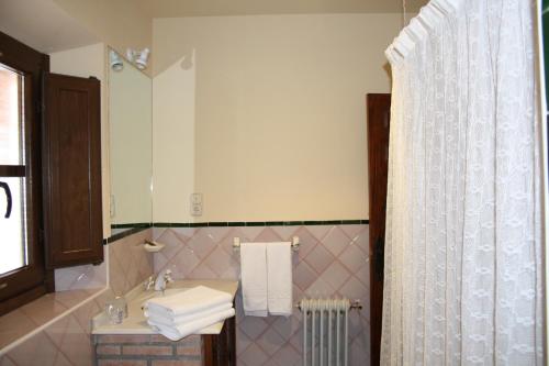 皮特尔圣罗克乡村酒店的一间带水槽和淋浴的浴室