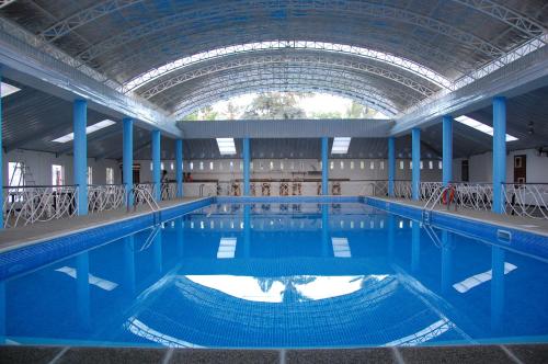 公主港壁虎之家紫藤花园旅馆的大型游泳池设有大型天花板
